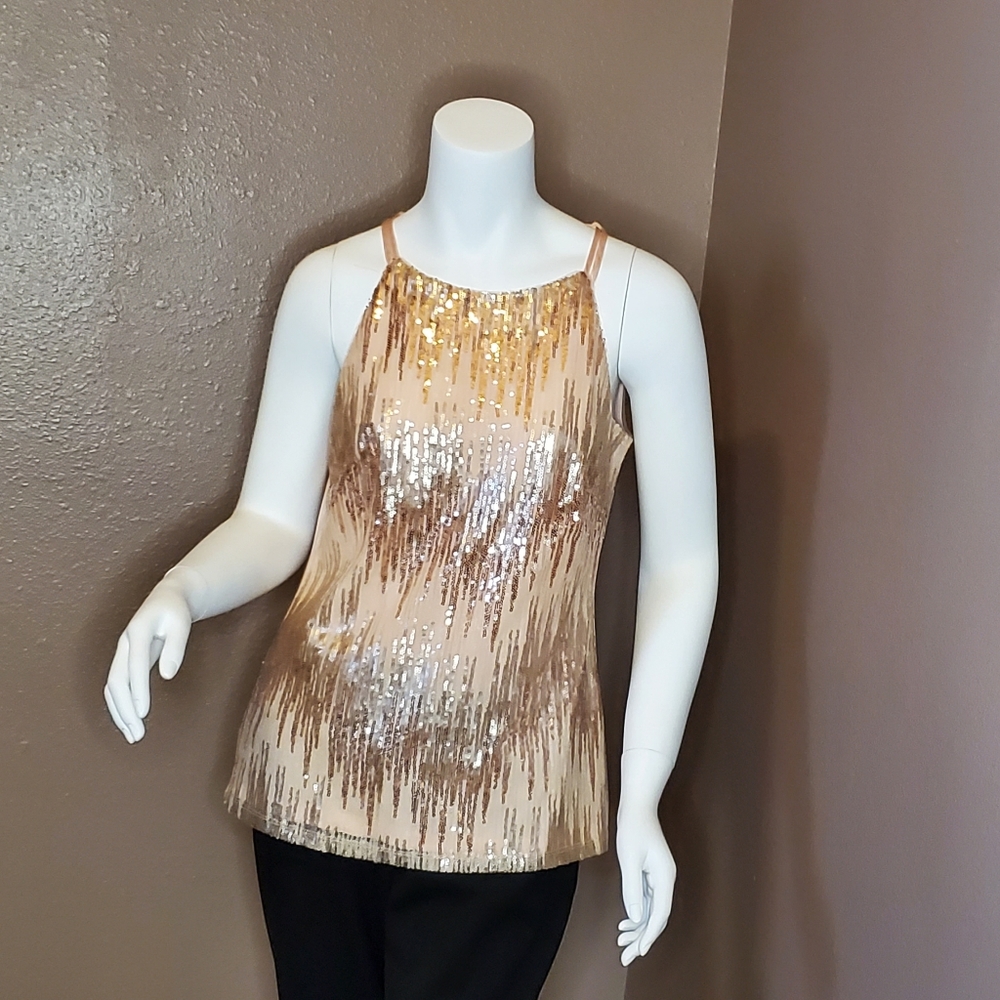 WHBM blush pink sequin tank top XS